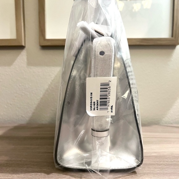 NWT $598 Michael Kors Avril Metallic Studded Patchwork & Signature Logo Satchel - Picture 7 of 8